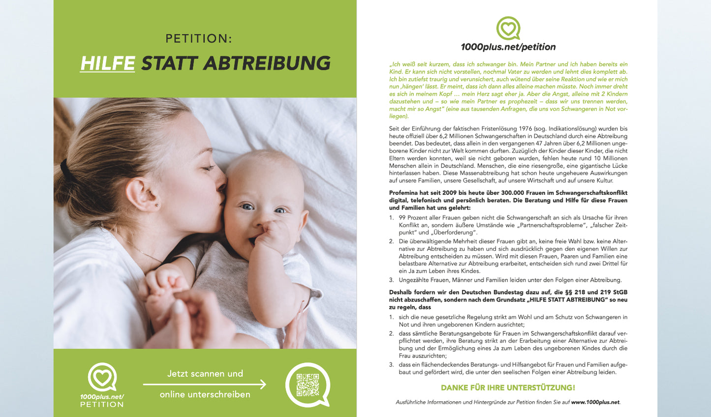 Unterschriftenliste "Hilfe statt Abtreibung"