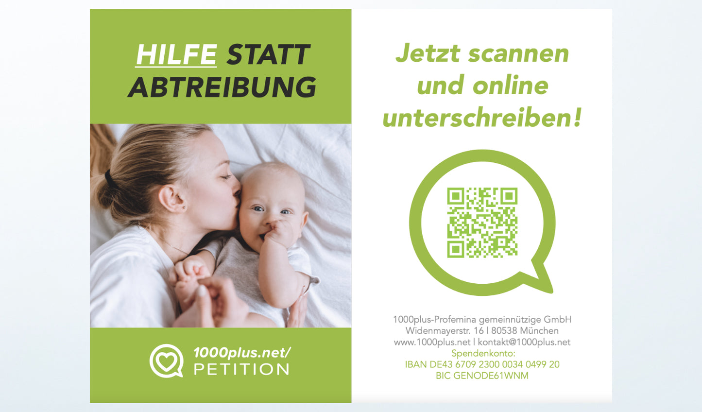 Petitionskärtchen "Hilfe statt Abtreibung"